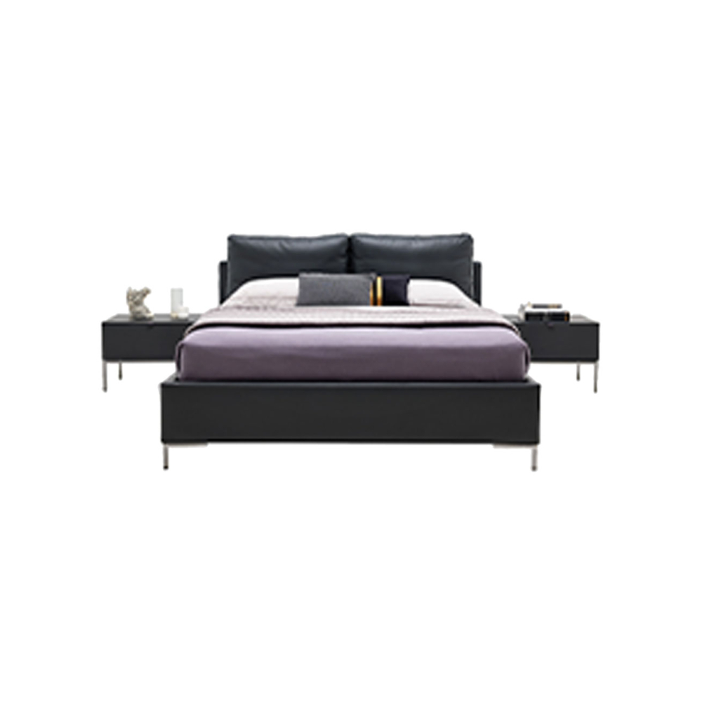 LEGATO - Bed with Steel Storage (160x200 cm) - Leather Fabric Series