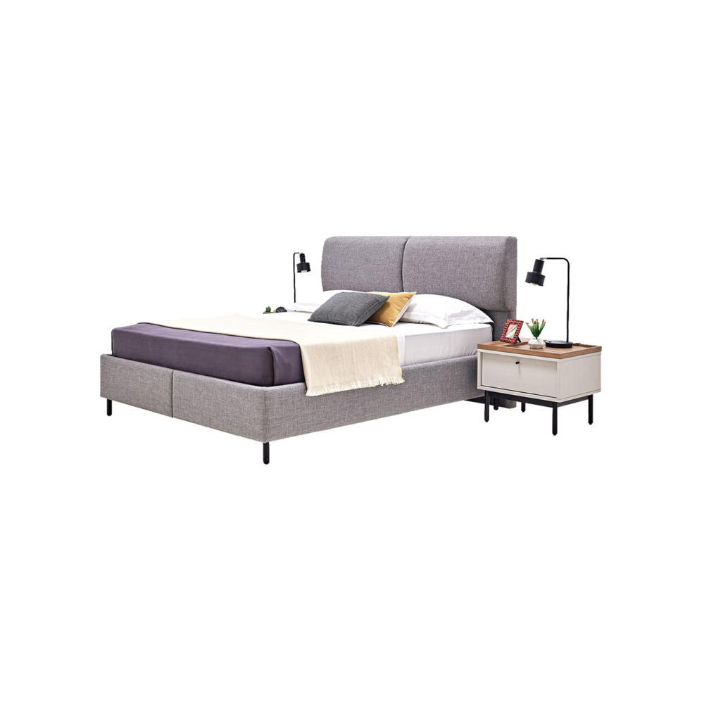 LORETO - Bed with steel storage (150x200 cm)