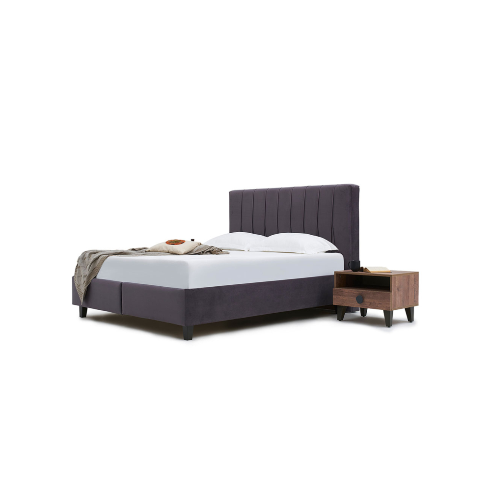 ORLANDO - Steel Bed with Storage (150x200 cm) - Velvet